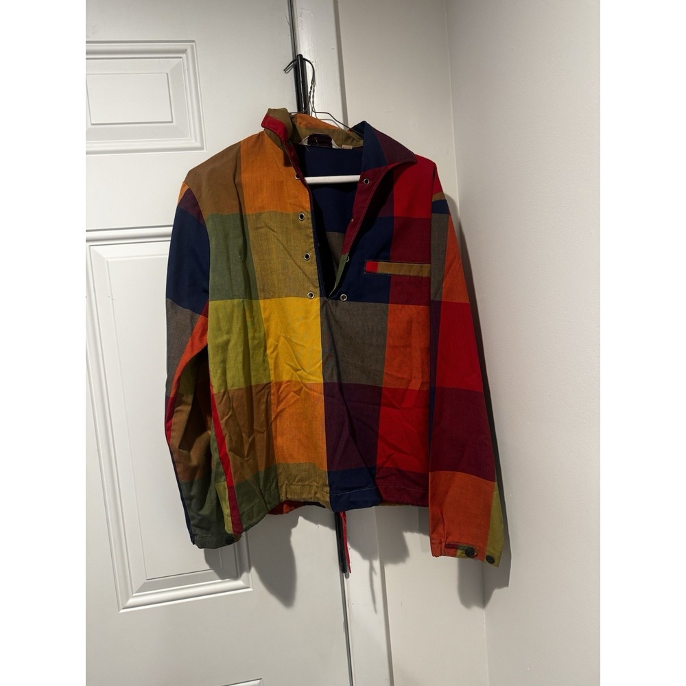 Vintage Men's Big T Fashions Colorblock Plaid Pullover Shirt S‎ 60s NO STRING!